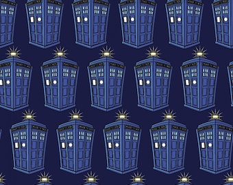 Doctor Who Fabric, Police Public Call Box Fabric from Springs Creative Licensed - Listed by the Half Yard