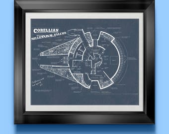 Millennium Falcon Space Ship Print Star Wars Patent Poster Wall Art Sci-fi Room Decor Toy Room Poster Playroom Science Fiction Artwork 4755