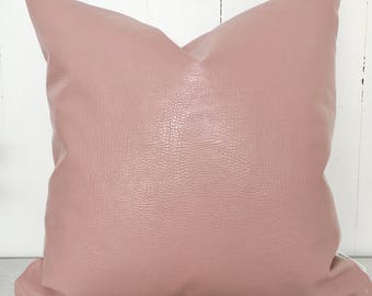 Blush Faux Leather Cushion Cover