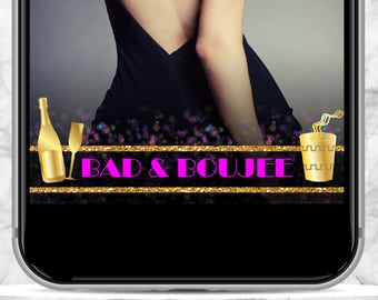 BAD & BOUJEE Bad and Bougie pink purple and gold glitter SnapChat Geofilter - Customized Birthday, 30th Birthday, 21st Birthday Party Filter