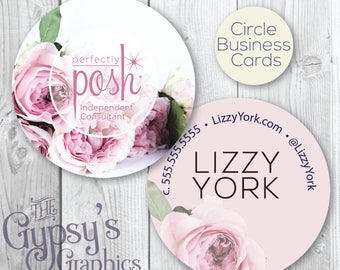 Perfectly Posh Business Cards,Rosy Delight,Perfectly Posh Circular Cards,Perfectly Posh Marketing,Posh Calling Cards,Posh Business Material
