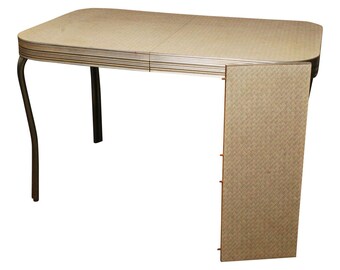 Vintage 50s FORMICA DINETTE TABLE white mid century modern retro eating chrome dining atomic 15423