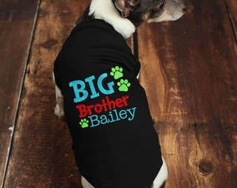 Personalized Big Brother Dog Shirt - Custom Big Brother Dog Shirt - Embroidered Brother Pet Shirt - Personalized Big Brother Dog Tee - Tank