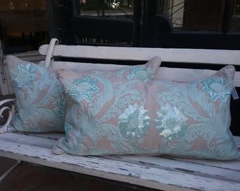 Custom Embroidered And Beaded Lumbar Pillow