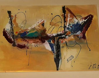 Abstract art XL image gold yellow black
