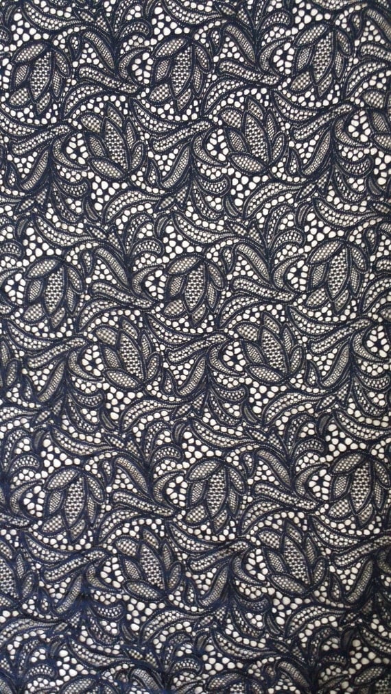 dark blue lace fabric, french lace, embroidery lace, Wedding lace, lace suite, veil lace, lingerie lace Chantilly Lace