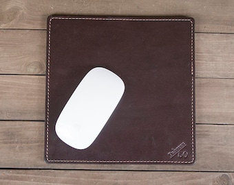 Dark Brown Full Grain Leather Mouse Pad