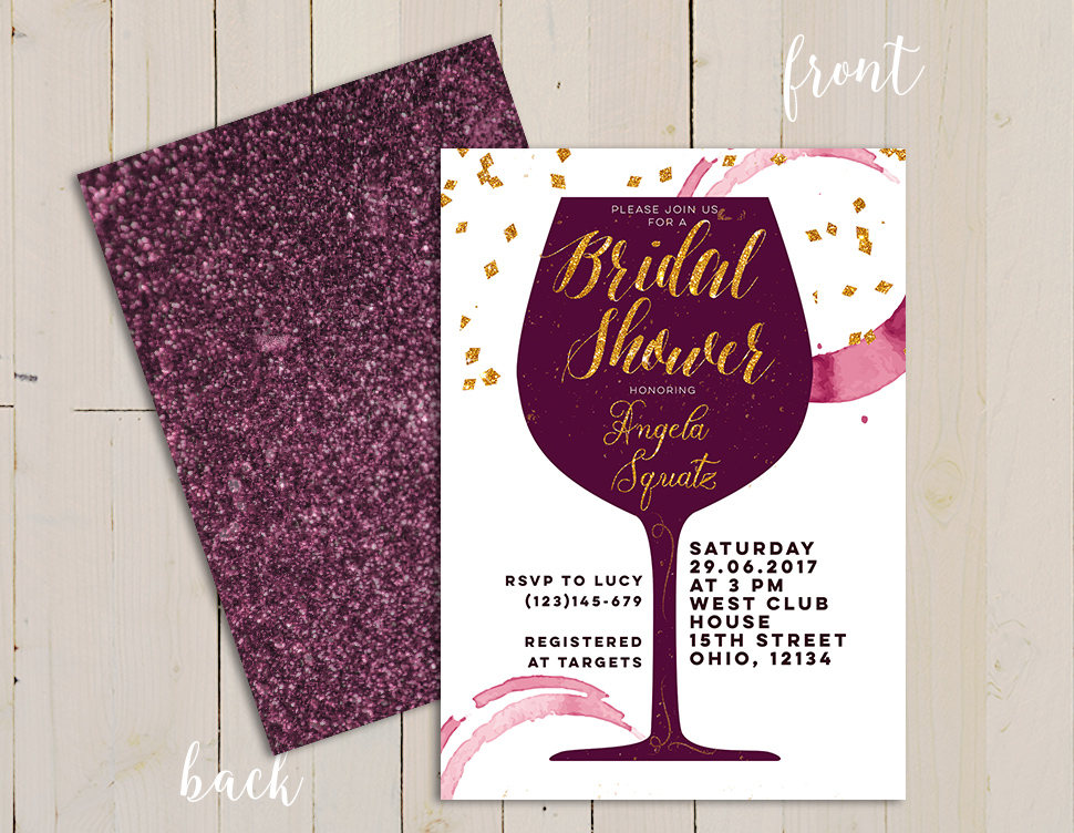Wine themed bridal shower invitation wine themed invitation