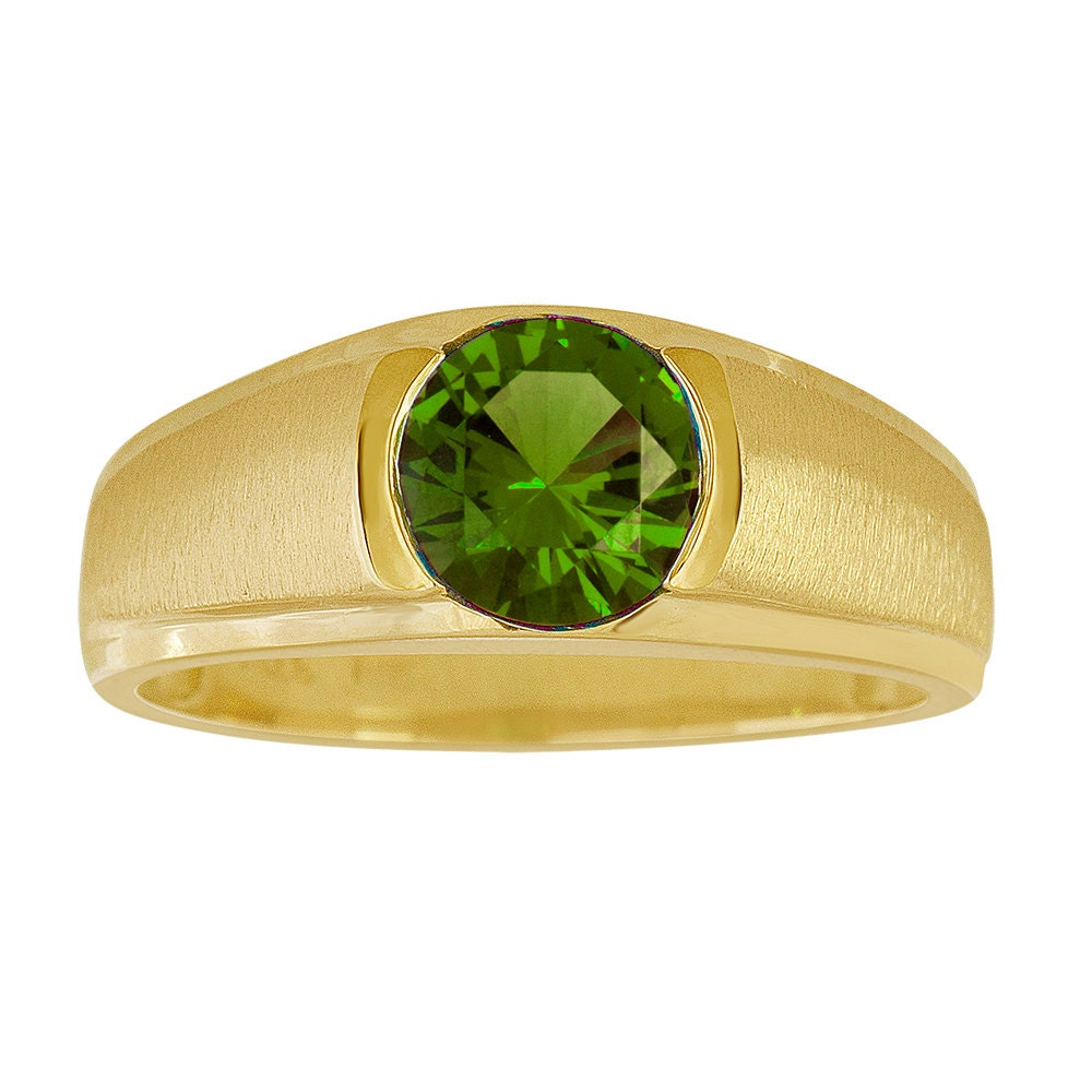 Classic Gold Peridot Ring Men's Peridot Ring Yellow Gold