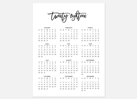 2018 Calendar Simple Calendar 2018 Year Calendar 2018