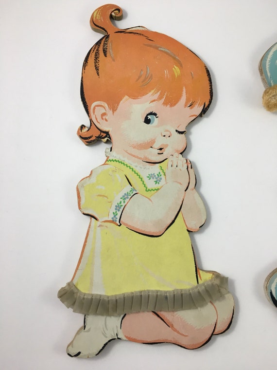 Vintage praying children wall decor praying girl decor