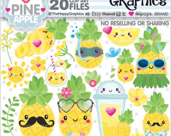 80%OFF - Pineapple Clipart, Pineapple Graphics, COMMERCIAL USE, Pineapple Party, Pineapple Illustration, Summer Clipart, Tropical