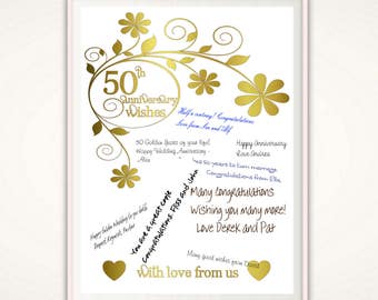 50th Anniversary Print - 50th Anniversary Gifts for Parents, Wedding Anniversary Poster, Golden Anniversary Gift Ideas, Parents, PRINTABLE