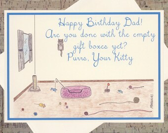 Cat Birthday Card, Dad Birthday Card, Father Birthday Card, Funny Cat Birthday Card, Funny Dad Birthday Card, Cat Lover Card, Cat Card