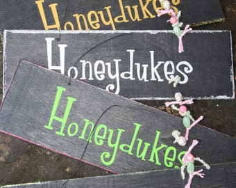 Harry Potter Honeydukes Sign from Hodsmeade Black Wood glitter pink green gold or silver