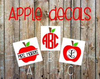 Apple monogram decal | Teacher monogram decal | Car decal | Monogram decal | Laptop decal | Cup decal | Phone decal