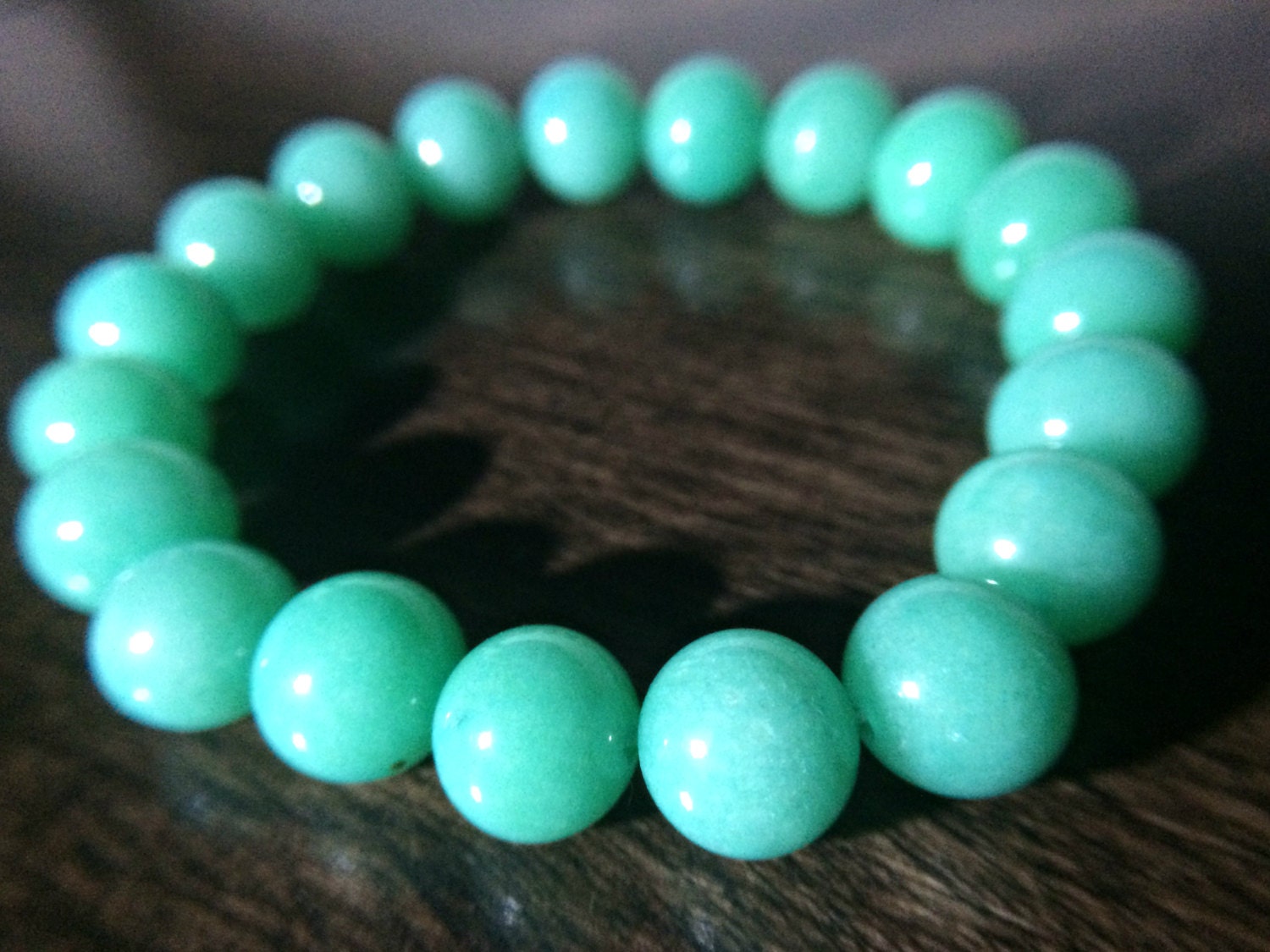 Green Jade Bracelet Beaded Gemstone Stretch Bracelet Mens or