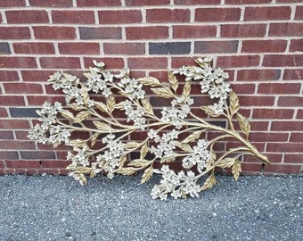 Huge RARE syroco dogwood flowers tree branch gilted wall plaque/hanging-hollywood regency/mid century modern wall/home decor
