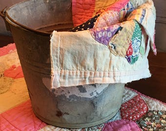 Vintage Bucket and Floral Quilt Layers Prop Set
