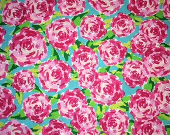 Fabric Traditions Rose Hot Pink Fabric 1 Yard First Impressions Lilly Pulitzer Inspired Style