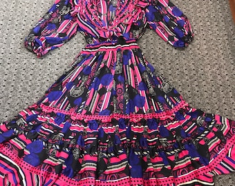 Stunning Diane Freis Fuchsia/Blue/Purple Dress
