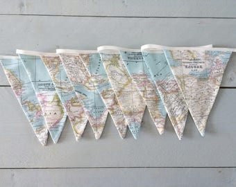 Map Banner Garland Printable World Map Alphabet Letters for