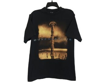 Vintage '95 Queensryche Tour T-Shirt Black Medium/Large FREE SHIPPING!