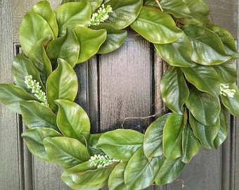 Magnolia Leaf Wreath | Fixer Upper Magnolia Wreath | Magnolia Wreath | Year Round Wreath | Realistic Magnolia Wreath | Magnolia Leaves