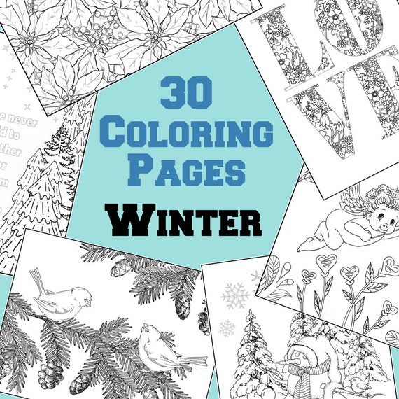 Items similar to 30 Winter Adult Coloring Pages - from the December, January, February ...