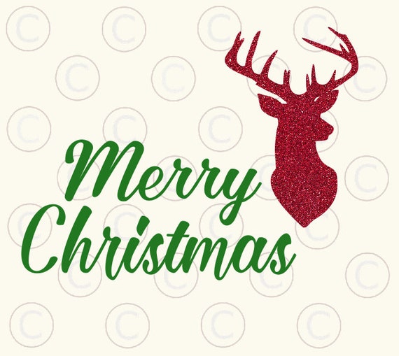 Download Merry Christmas SVG Cut File Reindeer head Holiday HTV HTV