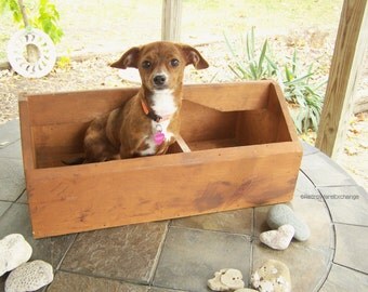 Gorgeous Antique Vintage Wood Tool Tray Wooden Box with Handle