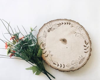Custom Large Wood Slice - Wood-Burned, Wedding Centerpiece, Rustic Wedding Decor, Wood Slabs, Wood Centerpieces