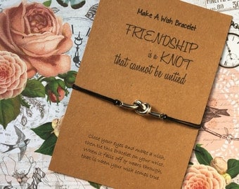 Make A Wish Bracelet / Charm Bracelet - Friendship Is A Knot That Cannot Be Untied