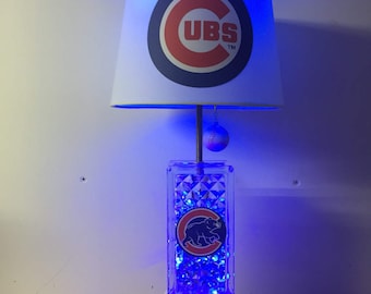 Chicago Cubs, MLB, Baseball Lamp, Cubs lamp, glass block, man cave, kids night light, sports light, Cubs