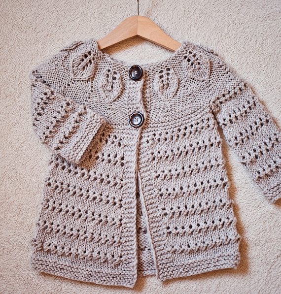 Knitting Pattern pdf file Instant Download Leaves Cardigan