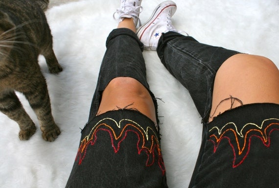 white flame jeans