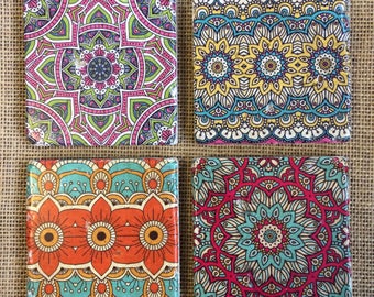 Moroccan Design II - Natural Travertine Tile Coasters - Set of 4
