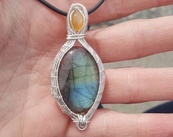 Labradorite and peach moonstone