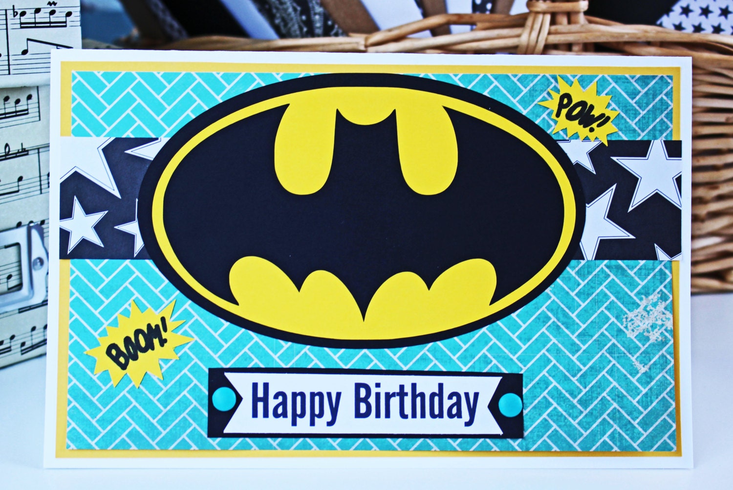 Tarjeta de cumpleaños de Batman hecho a mano tarjeta