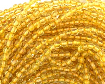 3.5mm citrine round beads 14.5" strand 35353