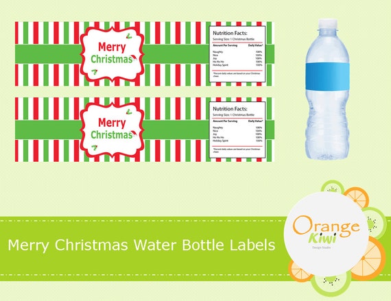 Merry Christmas Water Bottle Labels Waterproof Christmas