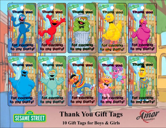 sesame street gift tags thank you tags printable gift tags