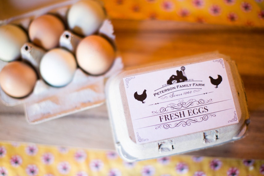 Custom Egg Carton Labels Farm And Chickens For Half