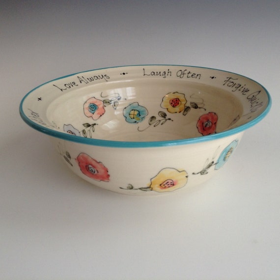 Large Pottery Wedding Bowl Floral Bowl Custom Wedding Gift