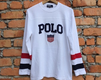 Vintage Rare!! POLO SPORT K-Swiss big logo spellout long sleve t-shirt