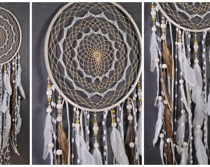 Dreamcatcher Beige Decor champagne Dream Catcher cream Dreamcatcher vanilla Dream сatcher dreamcatcher boho dreamcatcher wall decor handmade