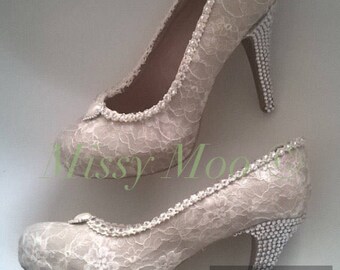 Hand Customised Bridal Shoes, Prom Princess shoes, Cinderella shoes, Wedding shoes, Bride gift, wedding gift, unique bridal shoes