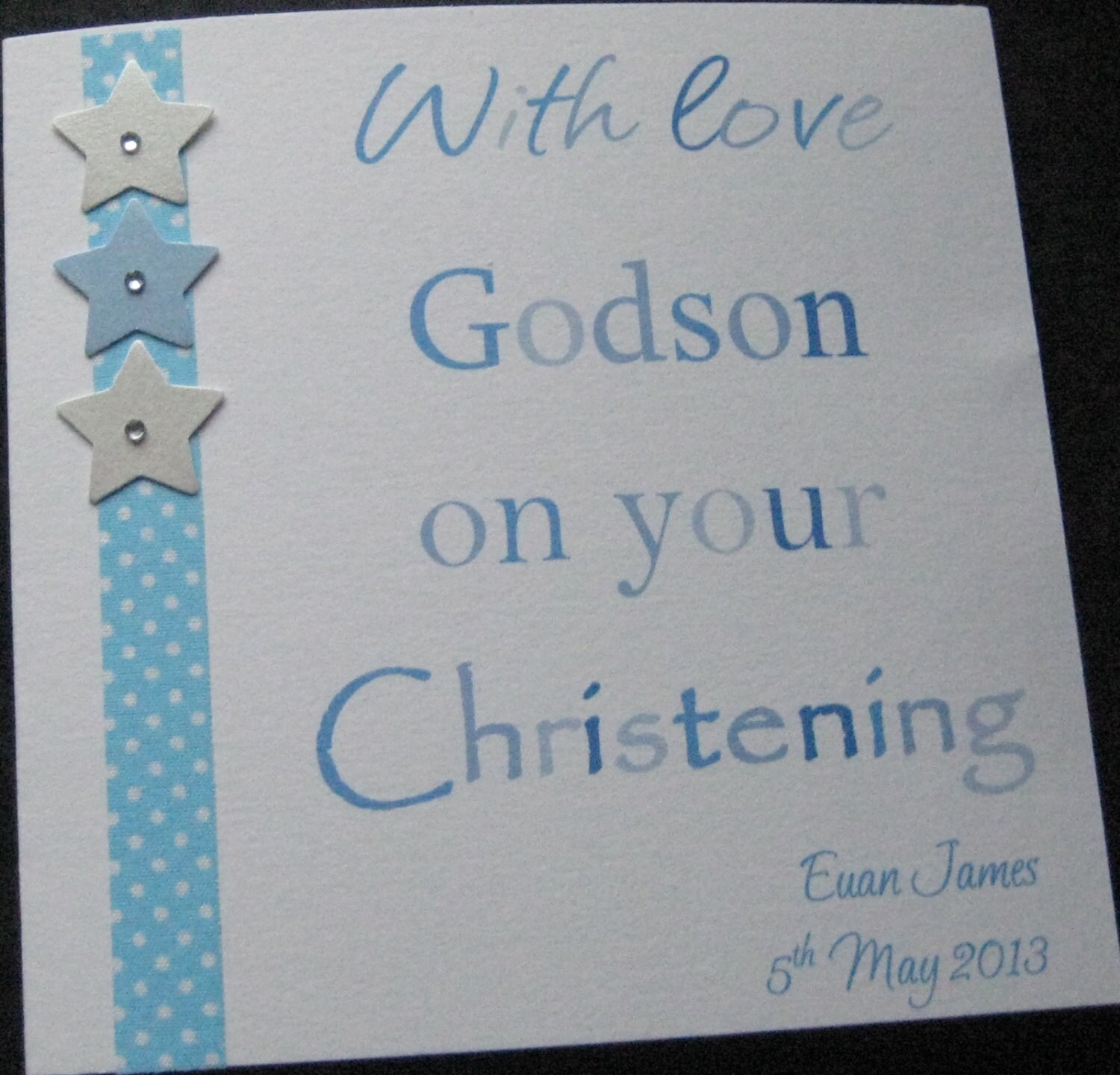 Personalised Boys Christening Card Godson Grandson Nephew