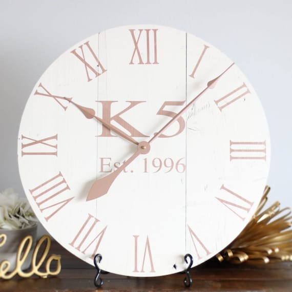 Shabby Chic Rose Gold Wall Clock