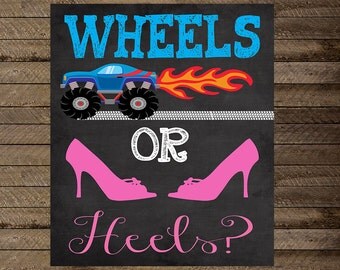 wheels or heels gender reveal party, gender reveal chalkboard, wheels or heels chalkboard, wheels or heels gender reveal sign, boy or girl